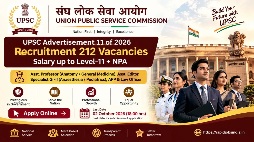 UPSC Advertisement 11 of 2026 Recruitment