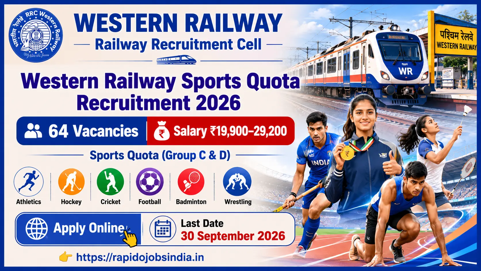 Western Railway Sports Quota Recruitment 2026