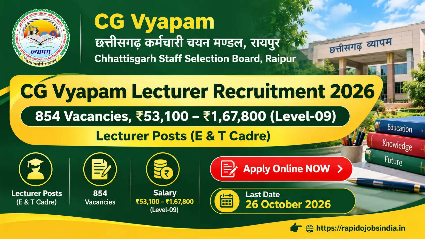 CG Vyapam Lecturer Recruitment 2026