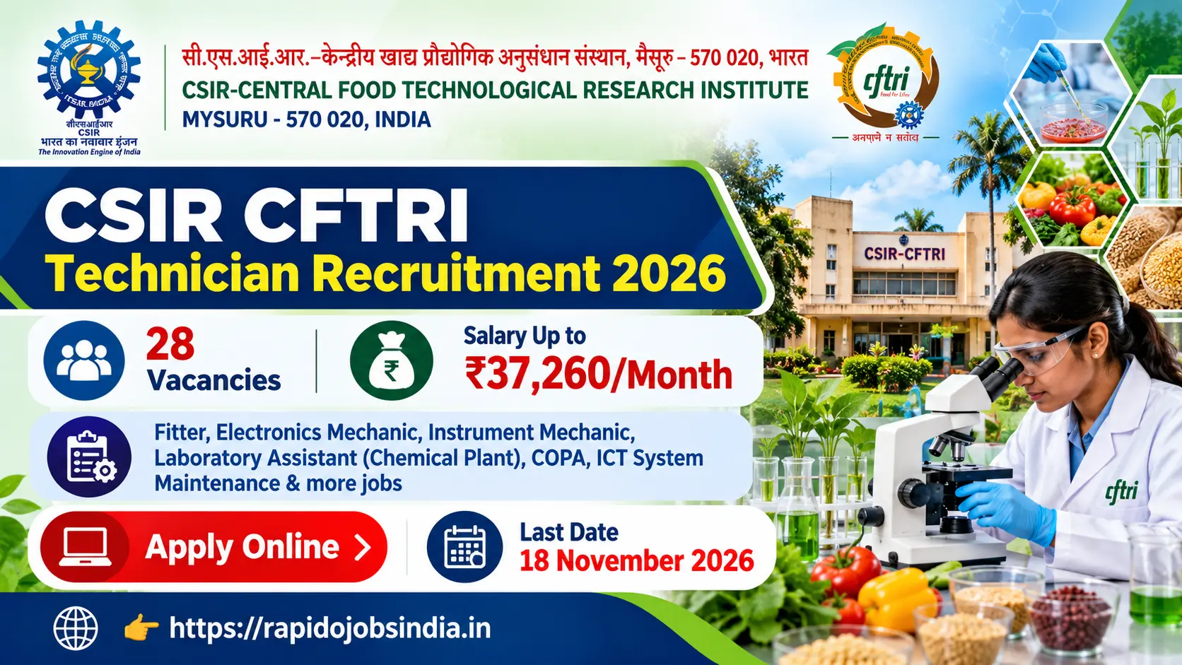 CSIR CFTRI Technician Recruitment 2026
