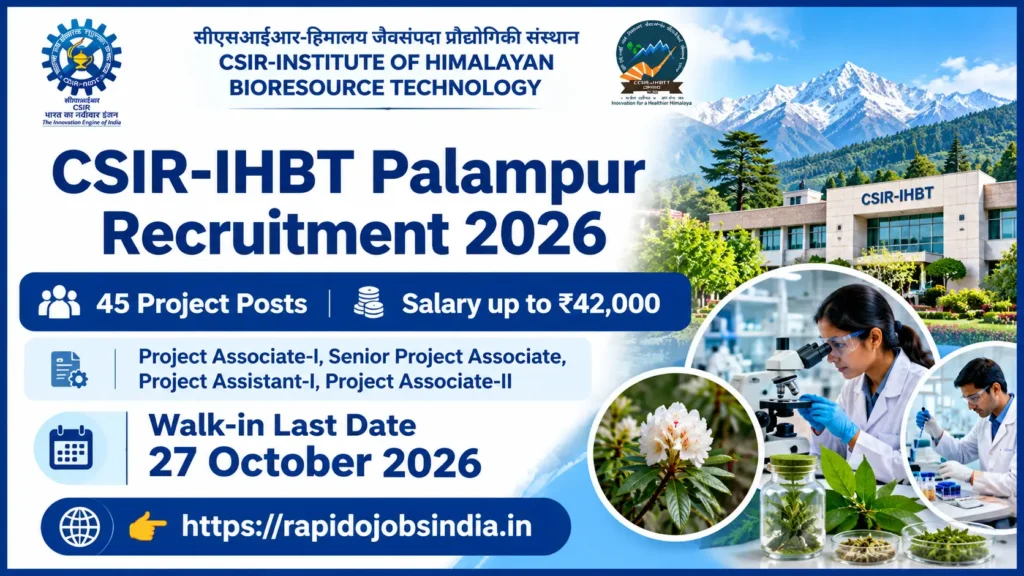 CSIR IHBT Palampur Recruitment 2026