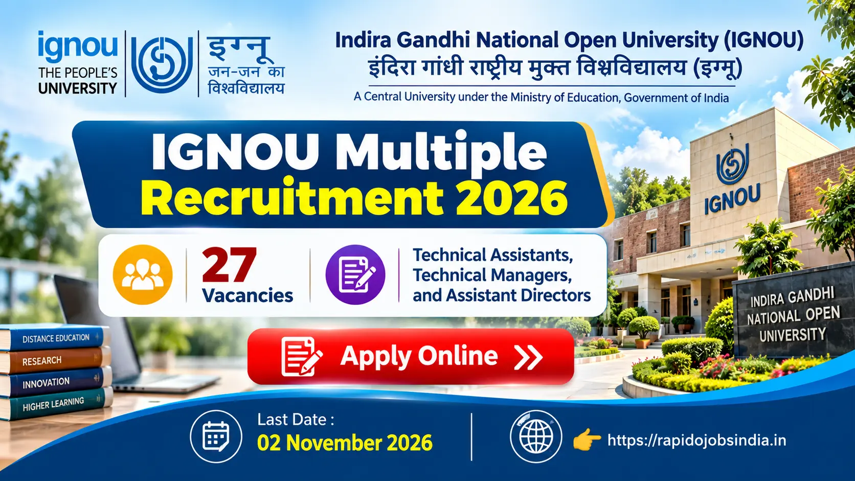 IGNOU Multiple Recruitment 2026