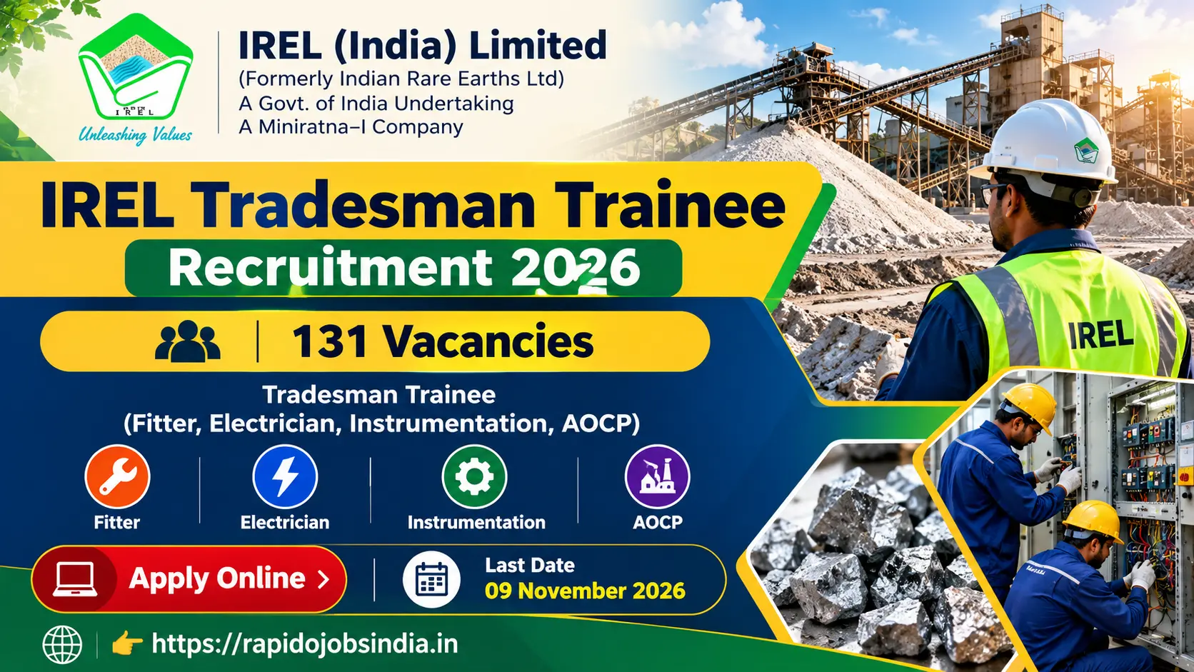 IREL Tradesman Trainee Recruitment 2026