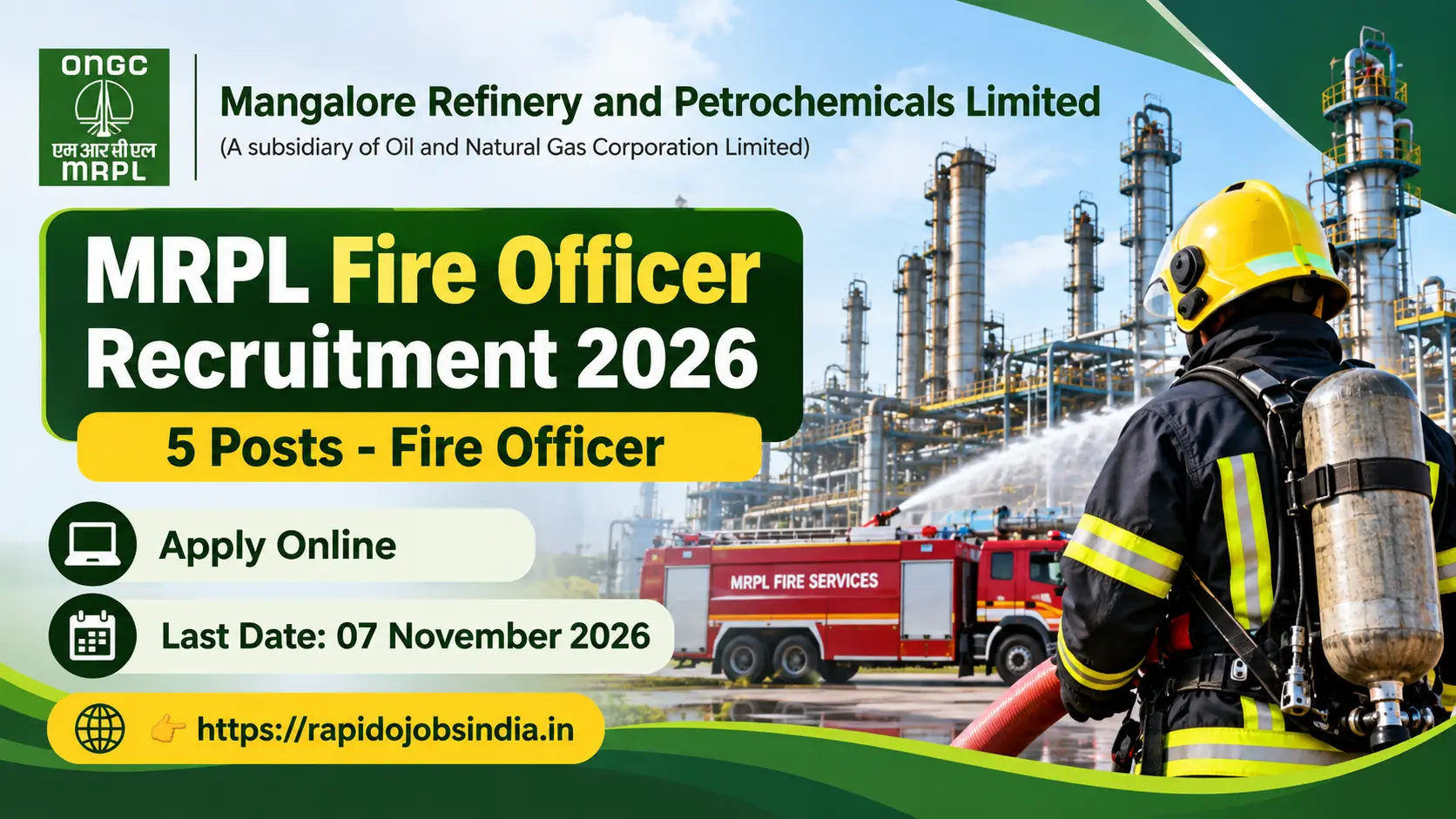 MRPL Fire Officer Recruitment 2026