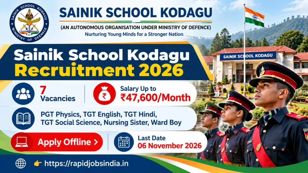 Sainik School Kodagu Recruitment 2026