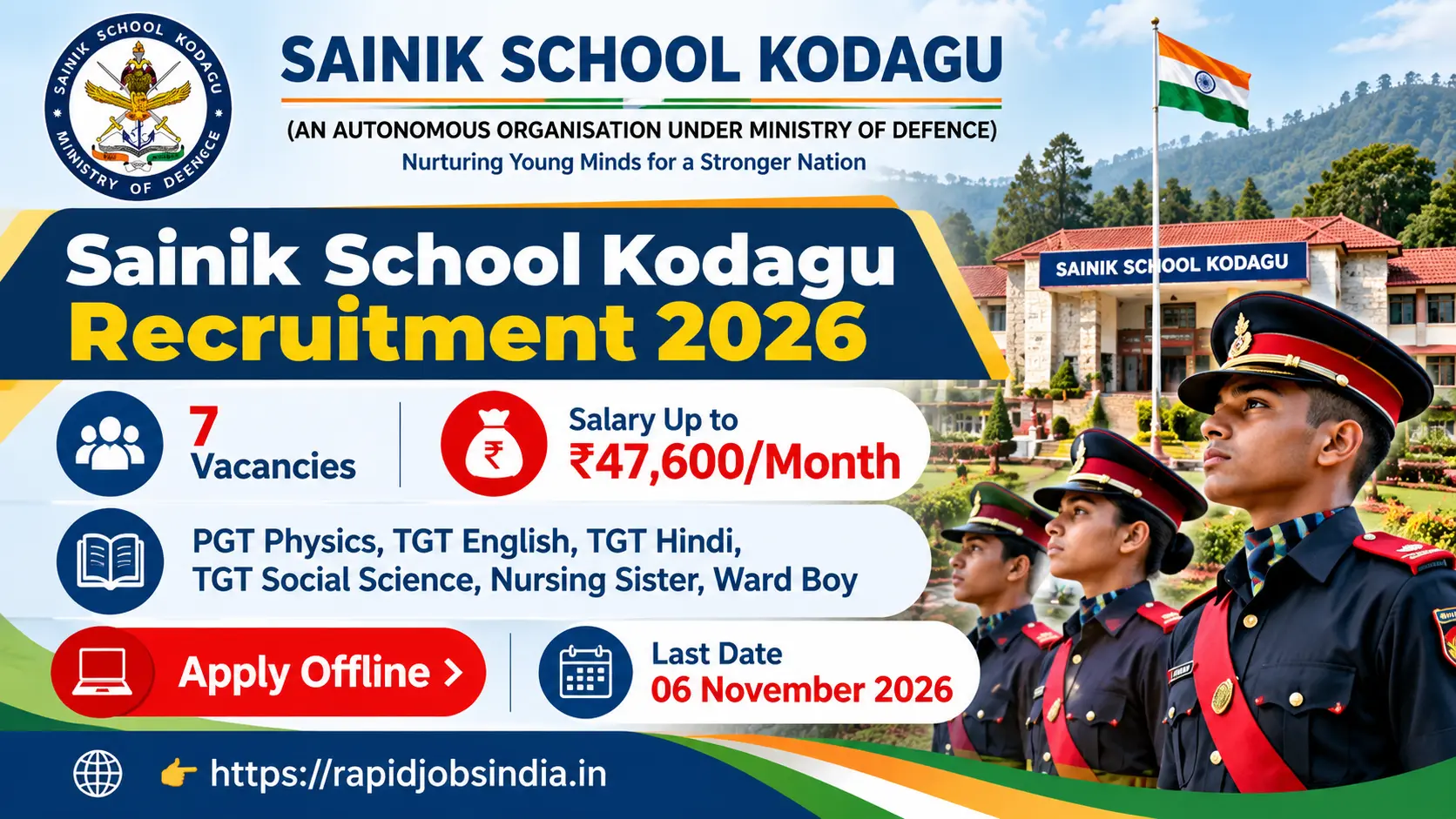 Sainik School Kodagu Recruitment 2026
